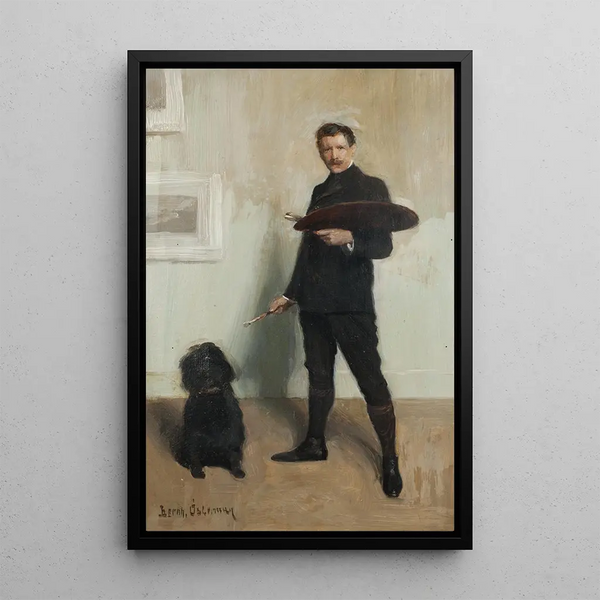 Reproduction of the painting Self-portrait with dog - Bernhard Störmann