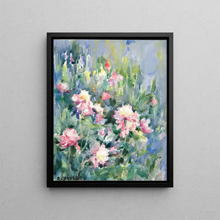 Flowers without title - Bertha Eversfield Perrie — framed artwork on a wall