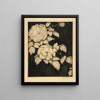 Peonies japonaises - Bertha Jaques — framed artwork on a wall