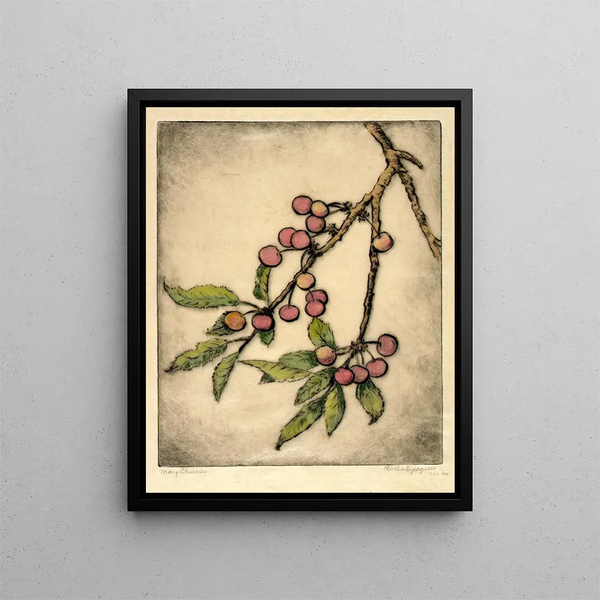 Cerises de mai - Bertha Jaques — framed artwork on a wall