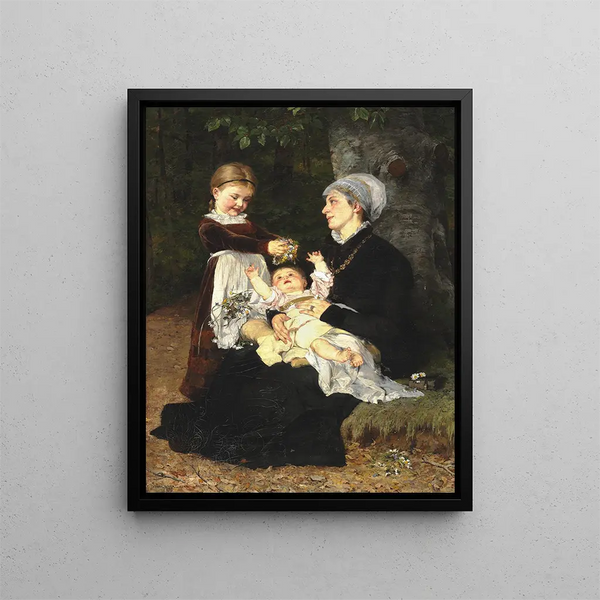 A Nursing Visit - Bertha Wegmann — framed artwork on a wall