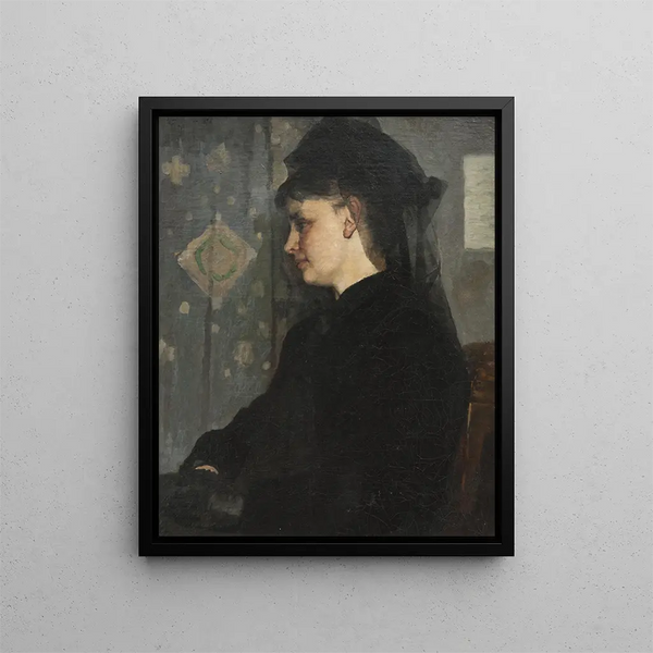 Woman in Black - Bertha Wegmann — framed artwork on a wall