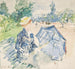a woman sitting on a bench on Avenue du Bois - Berthe Morisot — artwork view
