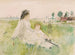 a woman and a child sitting on the grass - Berthe Morisot — artwork view