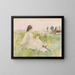a woman and a child sitting on the grass - Berthe Morisot — framed artwork on a wall