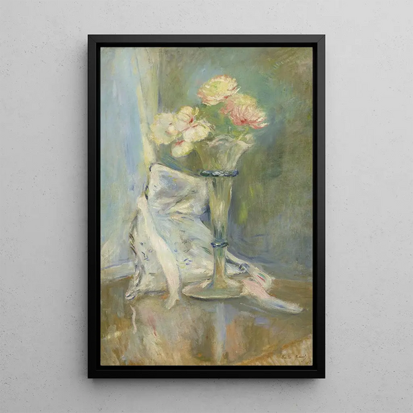 Pink Anemones - Berthe Morisot — framed artwork on a wall