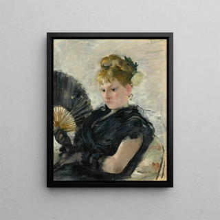 Woman with a Fan - Berthe Morisot — framed artwork on a wall