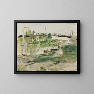 The bridge over the Oise - Berthe Morisot — framed artwork on a wall
