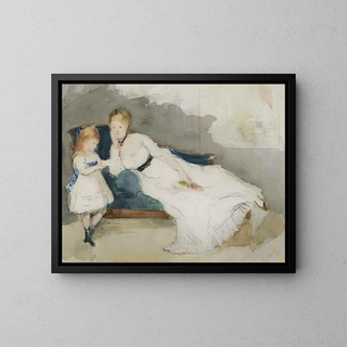 Madame Gobillard and her daughter Paule - Berthe Morisot — framed artwork on a wall