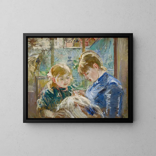 La fille de l'artiste Julie avec sa nourrice - Berthe Morisot — framed artwork on a wall