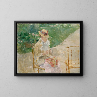 Young woman knitting - Berthe Morisot — framed artwork on a wall