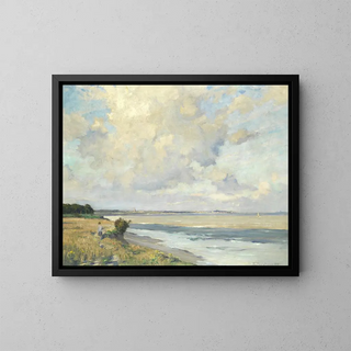 The south-west wind at Gorleston - Bertram Priestman — framed artwork on a wall
