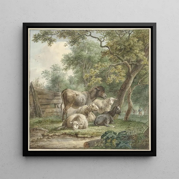 Livestock in an Orchard - Pieter Gerardus van Os — framed artwork on a wall