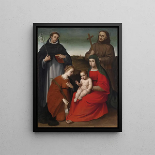 Virgin and Child with saints - Biagio Pupini — framed artwork on a wall