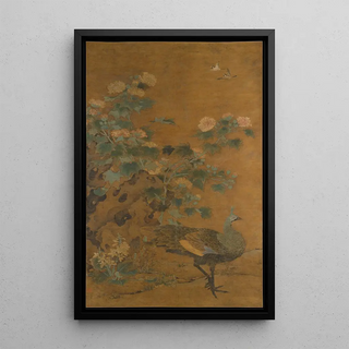Reproduction of the painting Paonne et hibiscus - Bian Lu