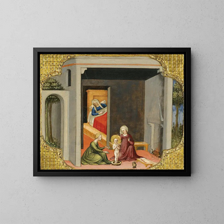 La Naissance de saint Nicolas de Bari - Bicci di Lorenzo — framed artwork on a wall