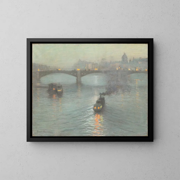 Evening on the Seine - Birge Harrison — framed artwork on a wall
