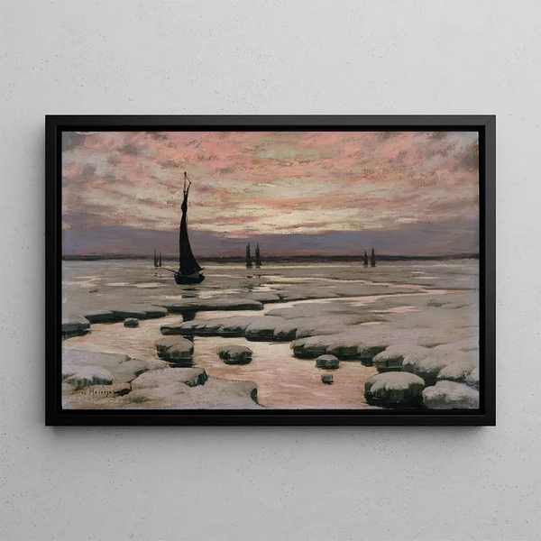 Winter Sunset Painting - Birge Harrison — framed artwork on a wall