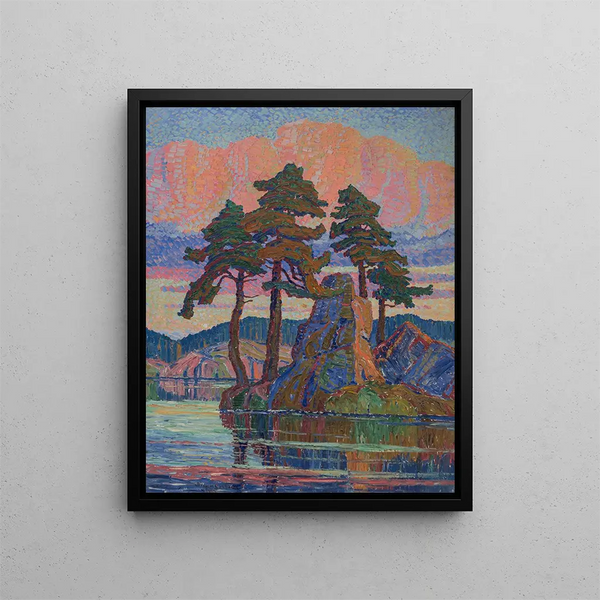 Lake at Sunset Colorado - Birger Sandzén — framed artwork on a wall