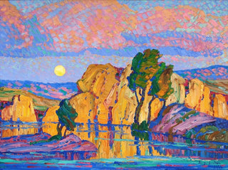 Late Moonrise over Wild Horse Creek - Birger Sandzén — artwork view