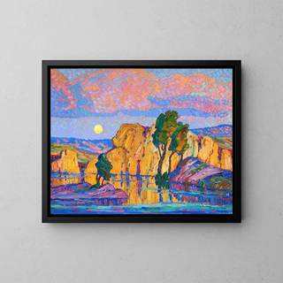 Late Moonrise over Wild Horse Creek - Birger Sandzén — framed artwork on a wall