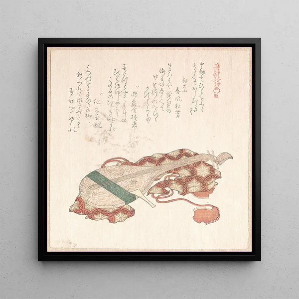 Biwa, Japanese lute with lid - Kubo Shunman — framed artwork on a wall