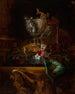 A Nautilus Shell on a Carved Support with a Floral Still Life - Blaise-Alexandre Desgoffe — artwork view