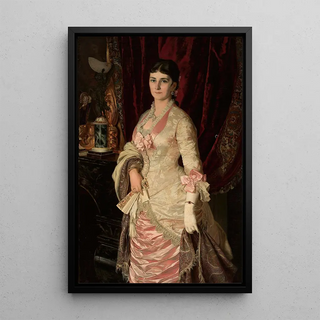 Reproduction of the painting Portrait of a lady in satin dress - Bolesław Łaszczyński