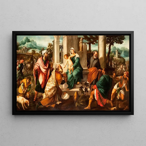 Adoration of the Magi - Bonifacio Veronese — framed artwork on a wall
