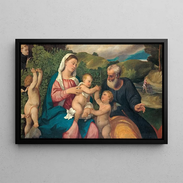 Repos pendant la fuite en Égypte - Bonifacio Veronese — framed artwork on a wall