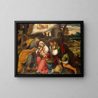 L'Adoration des bergers - Bonifacio Veronese — framed artwork on a wall