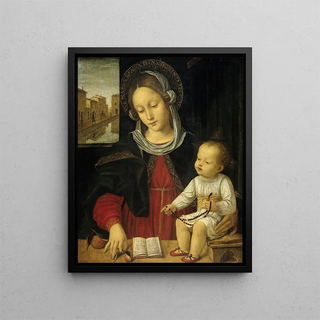 Virgin and Child Painting - Borgognone — framed artwork on a wall
