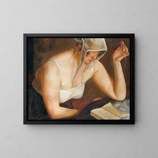 Woman reading - Boris Grigoriev — framed artwork on a wall