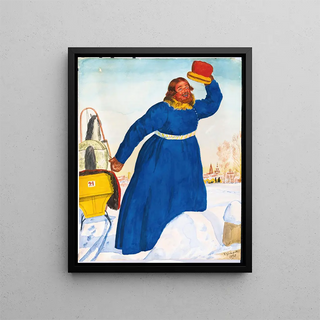 The Coachman - Boris Kustodiev — framed artwork on a wall