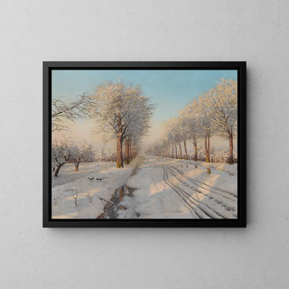 Winter Sunset Painting - Boris Vasilievich Bessonov — framed artwork on a wall