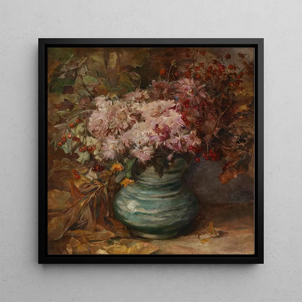 Bouquet of chrysanthemums and marigolds - Olga Wisinger-Florian — wall display of the artwork