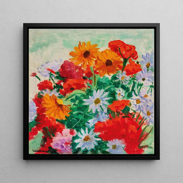 Bouquet of daisies, marigolds, and geraniums - Albert Marquet — wall display of the artwork
