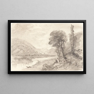 Landscape Painting - 19th Century British School — framed artwork on a wall