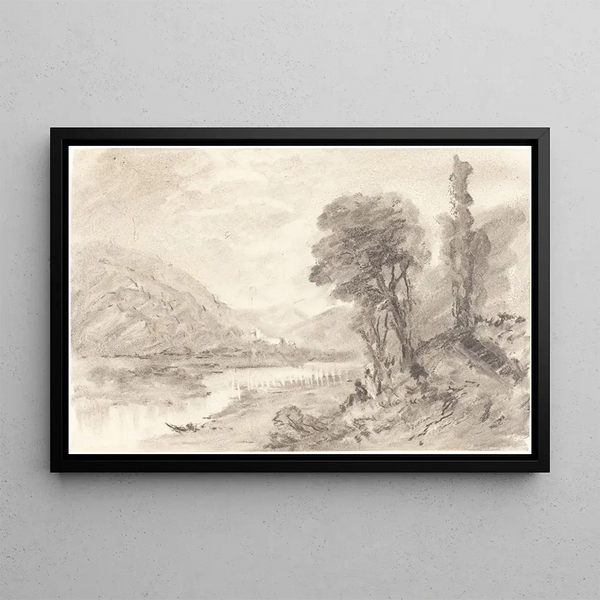Landscape Painting - 19th Century British School — framed artwork on a wall