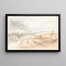 Scene of shoreline with boats by rough sea - 19th century British School — framed artwork on a wall