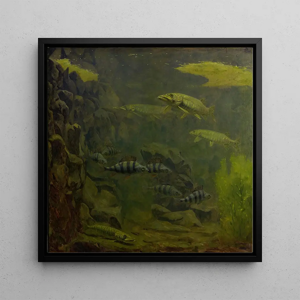 Pike and Perch in an Aquarium - Gerrit Willem Dijsselhof — wall display of the artwork