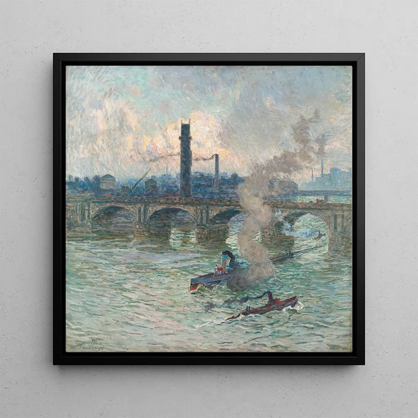 Brume, vapeur et fumée sur la Tamise - Émile Claus — framed artwork on a wall