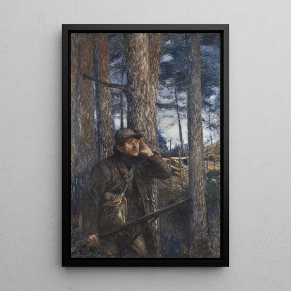 a poacher - Bruno Liljefors — framed artwork on a wall
