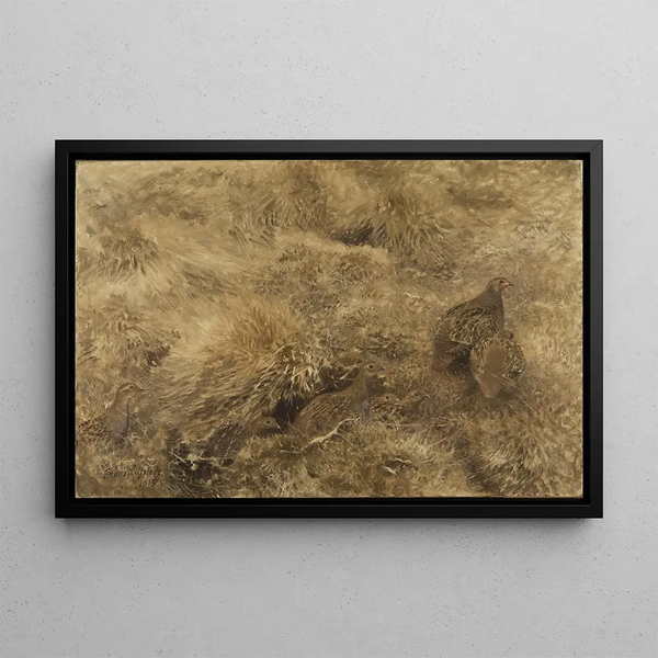 Autumn landscape with partridge - Bruno Liljefors — framed artwork on a wall