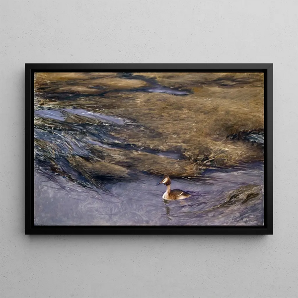 Grebe - Bruno Liljefors — framed artwork on a wall