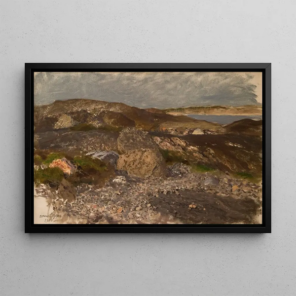Rocky terrain painting - Bruno Liljefors — framed artwork on a wall