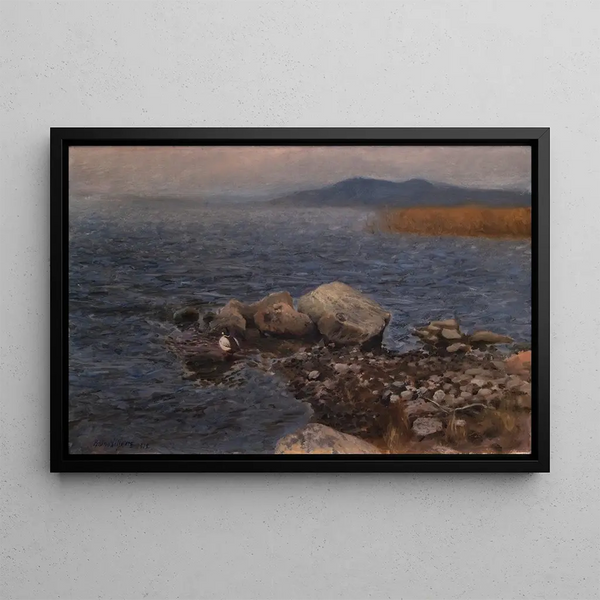 Promontoire rocheux - Bruno Liljefors — framed artwork on a wall