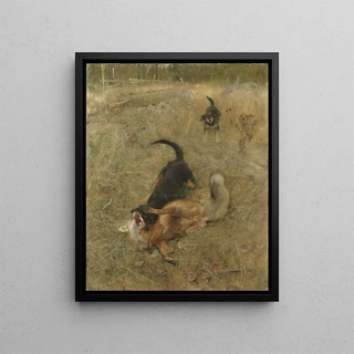 Bruno Liljefors - Swedish Foxhound and Fox.webp