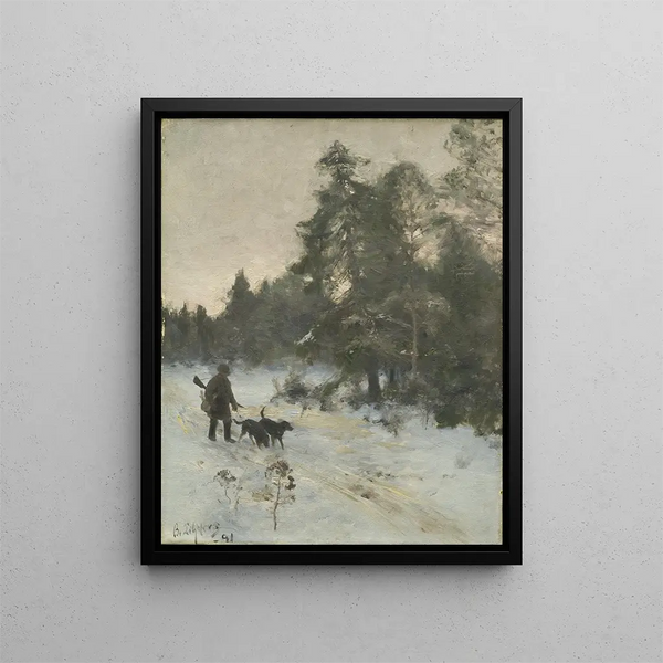 The Hunter - Bruno Liljefors — framed artwork on a wall