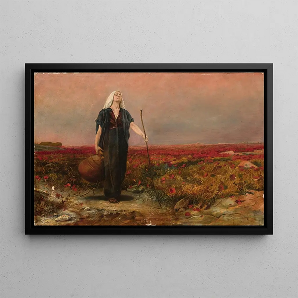 Blind Woman in the Field - Bruno Piglhein — framed artwork on a wall